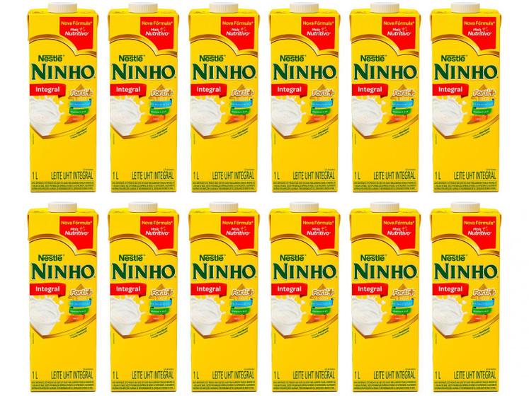 Kit Leite Integral UHT Ninho 1L 12 Unidades