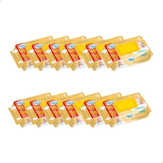Imagem de Kit Lenço Umedecido Sem Álcool Upa Bebê com 12 Pacotes de 140 Unidades
