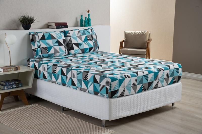 Kit Lençol Casal Queen Completo Estampado 80% Algodão Cama Box 3 Peças Menor preço em Kit Lençol Casal Queen Completo Estampado 80% Algodão Cama Box 3 Peças