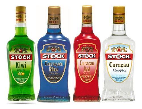 Imagem de Kit Licor Stock - Curaçau, Curaçau Blue, Red, Kiwi 720ml cada