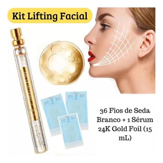 Imagem de Kit Lifting Caseiro 36 Fios De Ouro Seda Colágeno + Sérum