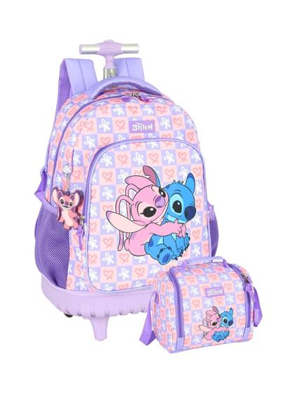 Imagem de Kit Lilo E Stitch Mochila, Lancheira, Chaveiro Angel - Lilás