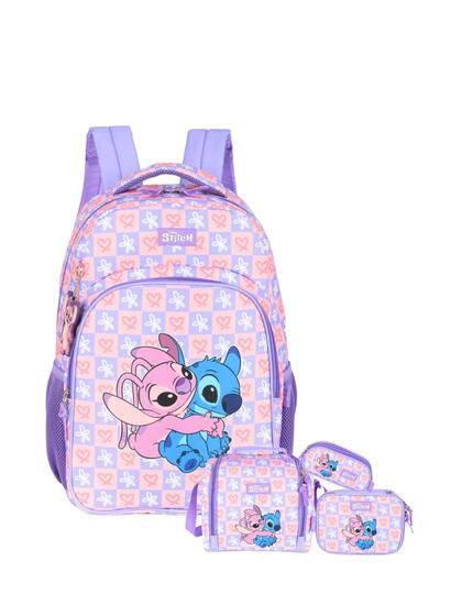 Imagem de Kit Lilo Stitch Mochila Costa+Lancheira+Estojos