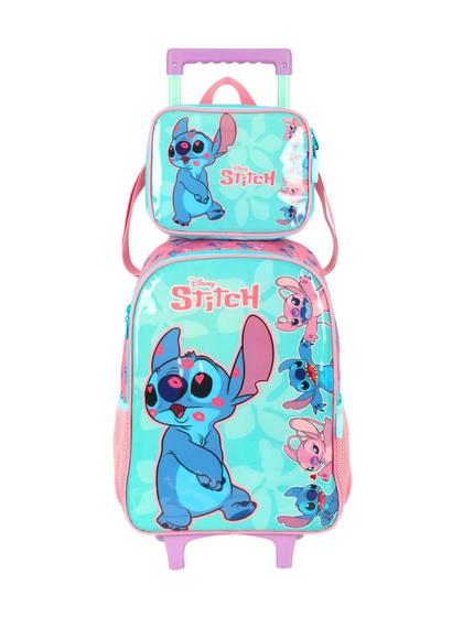 Imagem de Kit Lilo Stitch Mochila Costas Rodas Lancheira 1533 - Verde