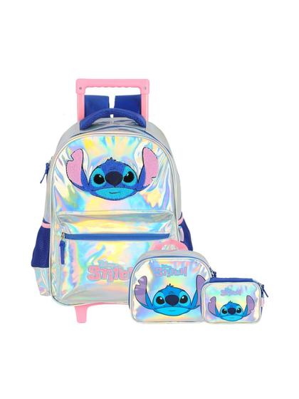 Imagem de Kit Lilo Stitch Mochila Costas Rodas Lancheira Estojo Box 3D