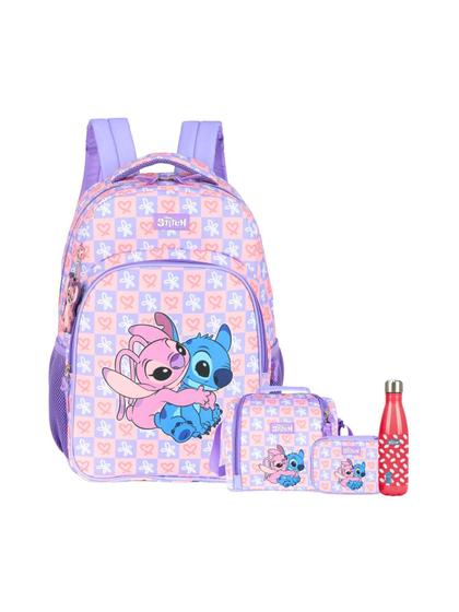 Imagem de Kit Lilo Stitch Mochila+Lancheira+Estojo+Garrafa 741 - Lilás