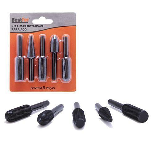 Imagem de Kit lima rotativa para aco 05 pcs - bestfer