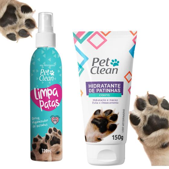 Imagem de Kit Limpa Patas e Hidratante de Patinhas Pet Clen - Limpa Perfuma Evita Ressecamento Hidrata