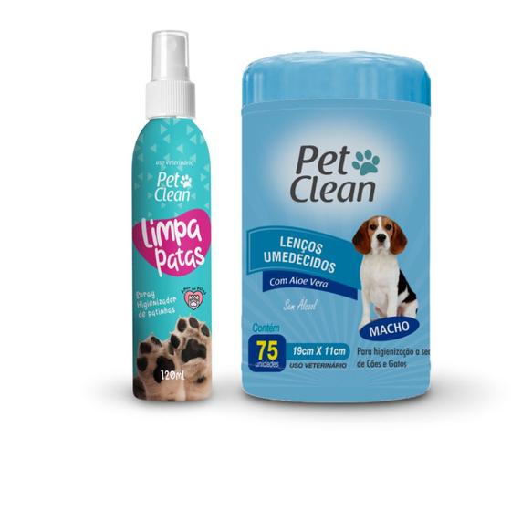 Imagem de Kit Limpa Patas para Caes Gato Cachorro Higiene Pet lenço umedecido Pratico e Rapido Pet Clean