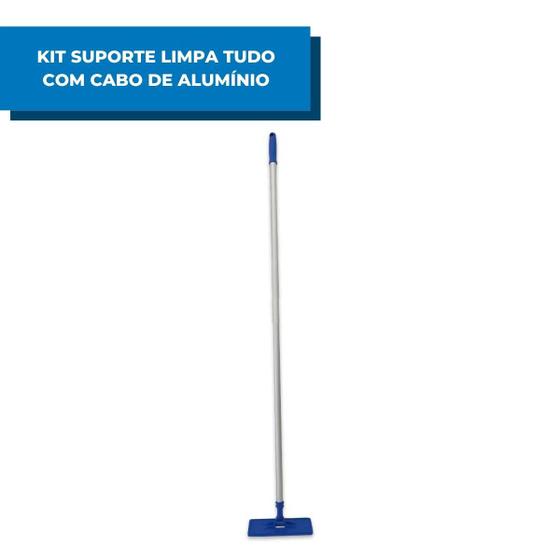 Imagem de Kit Limpa Tudo Suporte Fibra Abrasiva e Cabo Alumínio 1.40 M Limpeza Pesada Azulejo Paredes
