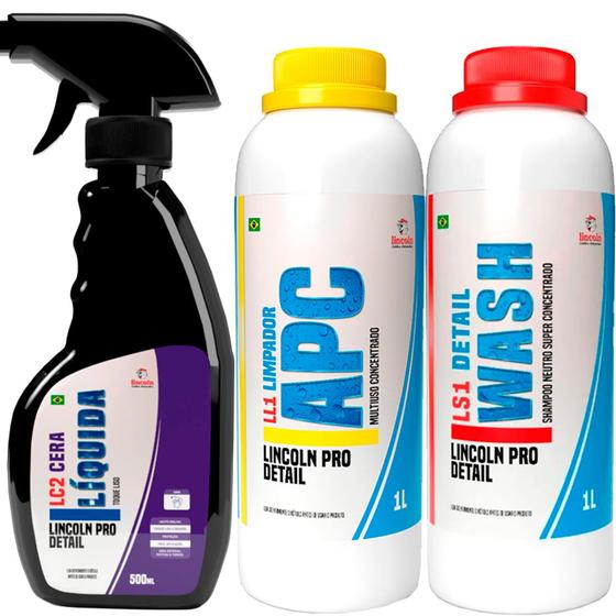 Imagem de Kit Limpeza Automotiva Ll1 Apc Ls1 Shampoo Lc2 Cera Lincoln