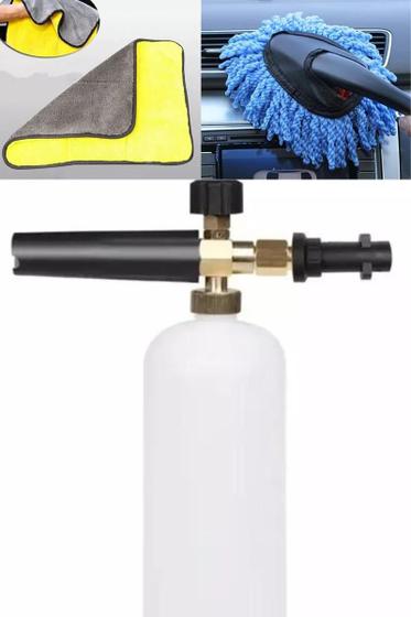 Imagem de Kit Limpeza Automotivo Snow foam Escova de Limpeza E 2 Panos Toalha Microfibra