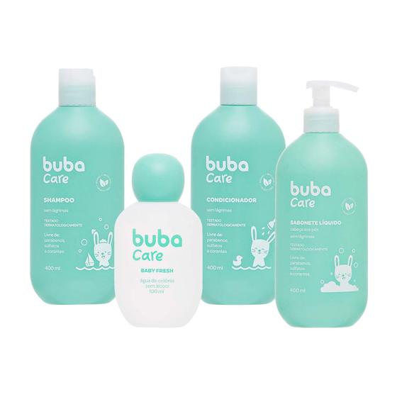 Imagem de Kit Limpeza Banho Bebê Infantil 400ml Colônia 100ml Vegano Buba Care