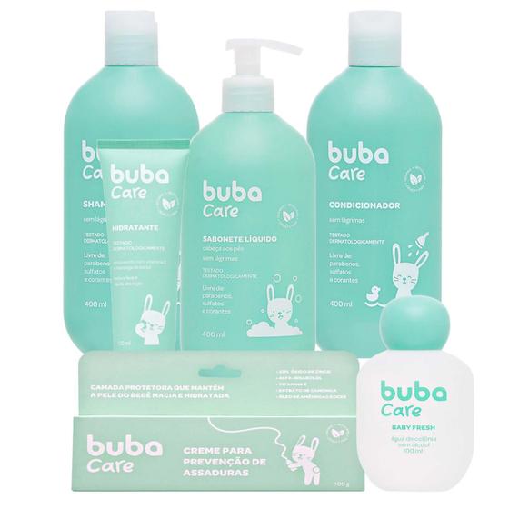 Imagem de Kit Limpeza Corpo Cabelo Bebê Infantil 400ml Hidratante Colônia Creme Sem Lágrimas Buba Care