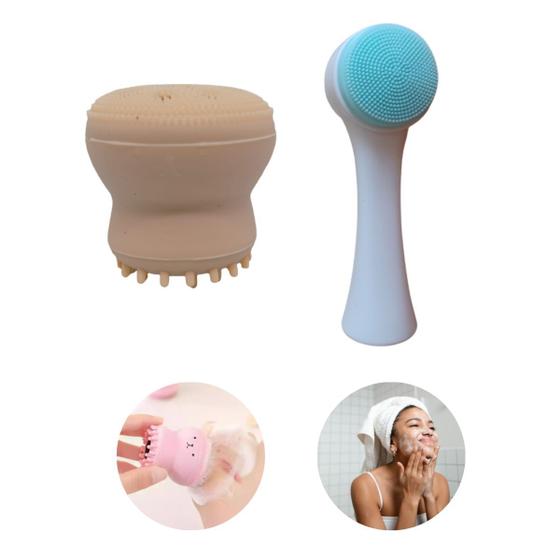 Kit Limpeza Facial Completa Esponja Gatinho + Escova Skin Care