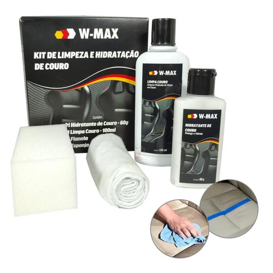 Imagem de Kit Limpeza Hidratação Couro Automotivo Limpa hidrata W-max