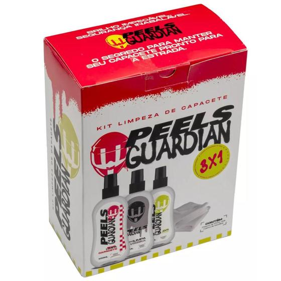 Imagem de Kit Limpeza Para Capacetes Moto - Peels Guardian 3x1