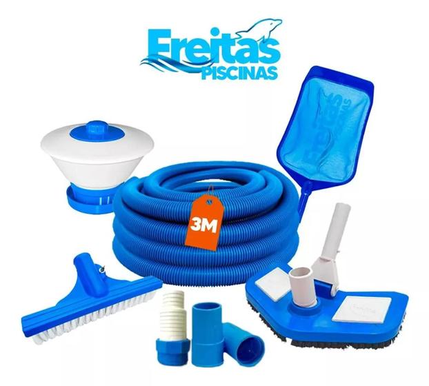 Imagem de Kit Limpeza Para Piscinas - Fibra/ Alvenaria / Vinil - 3m