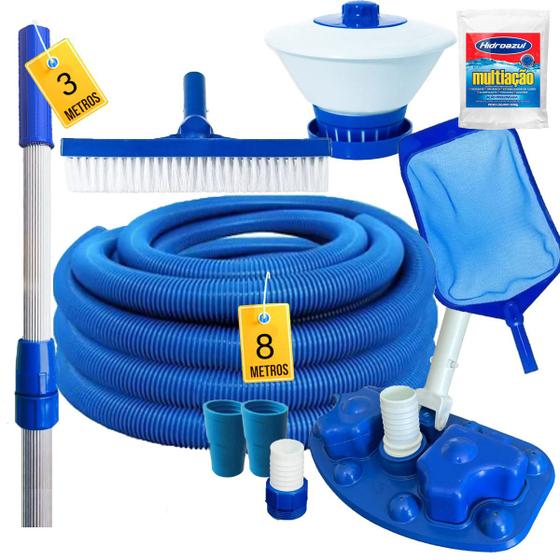 Kit Limpeza Piscina Completo Aspirador Escova Mangueira 8m Menor preço em Kit Limpeza Piscina Completo Aspirador Escova Mangueira 8m