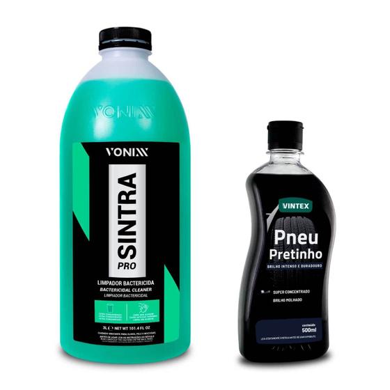 Imagem de Kit Limpeza Vonixx Pneu Pretinho 500ml + Sintra Pro 3 Litros