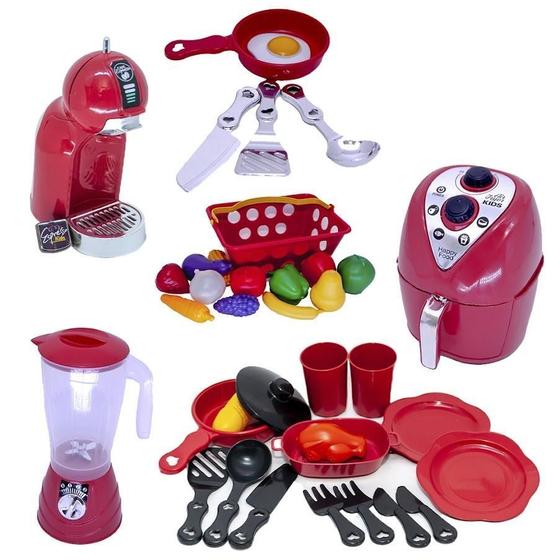 Imagem de Kit Liquidificador Brinquedo Cafeteira Chef Mercado 33Pç