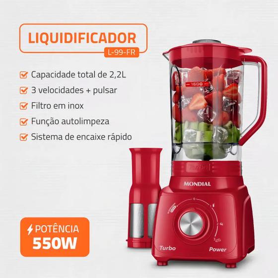 Kit Liquidificador Espremedor e Batedeira Mondial KT-202-R 220V Vermelho