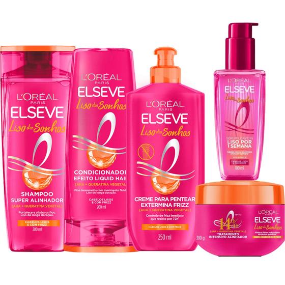 Imagem de Kit Liso dos Sonhos Elseve Mascara Alinha Fibra Sérum Loreal
