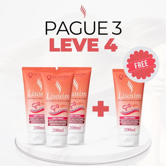 Imagem de Kit Liso Instantâneo Lisosim Compre 3 Leve 4 - 800Ml