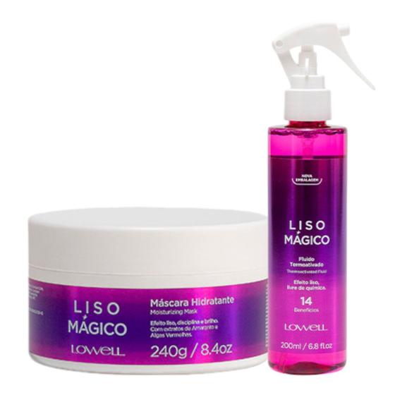 Imagem de Kit Liso Mágico 1 Máscara 240g 1 Fluido 200ml Lowell