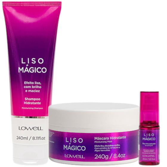 Imagem de Kit Liso Mágico 1 Shampoo 240ml 1 Máscara 240g 1 Óleo 30ml Lowell
