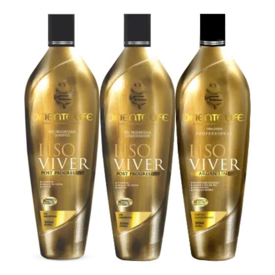 Imagem de Kit Liso Viver 1 Shampoo 1 Condicionador 1 Finalizador 300ml Oriente Life