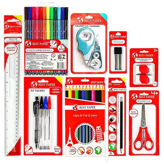 Kit Lista de Material Escolar c/ Canetas Hidrocor - Ensino Fundamental 02 Menor preço em Kit Lista de Material Escolar c/ Canetas Hidrocor - Ensino Fundamental 02