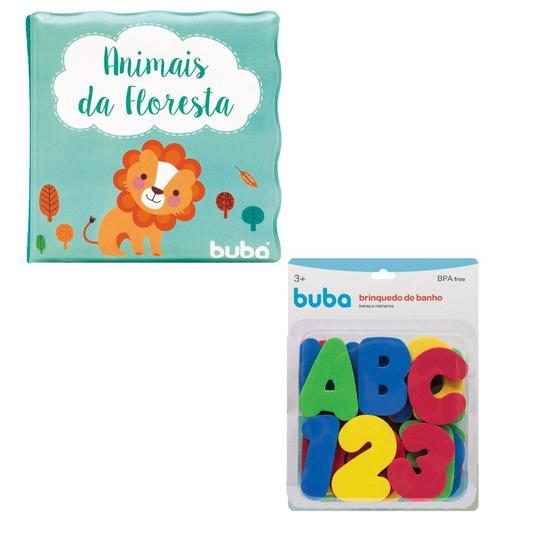 Imagem de Kit livrinho educativo e letras e numeros brinquedo para hora do banho infantil bebe menino menina buba