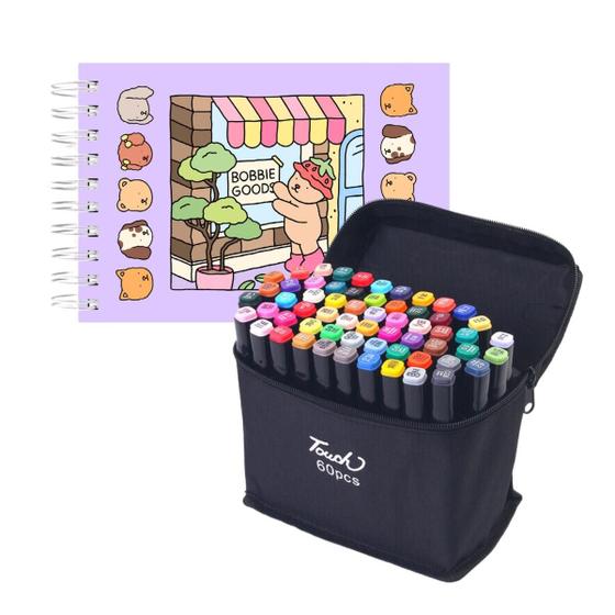 Kit Livro de Colorir Bobbie Goods Canetinhas 50 Páginas 60 Canetas ...