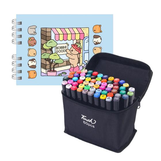 Kit Livro de Colorir Bobbie Goods Canetinhas 50 Páginas 60 Canetas ...