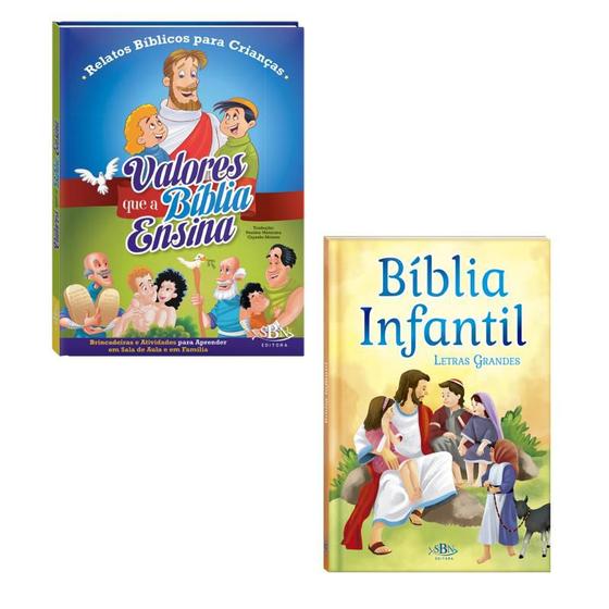 Imagem de Kit Livro Infantil - Bíblia Letras Grandes e Valores que a Bíblia Ensina - Livro para Crianças - SBN Editora Todolivro