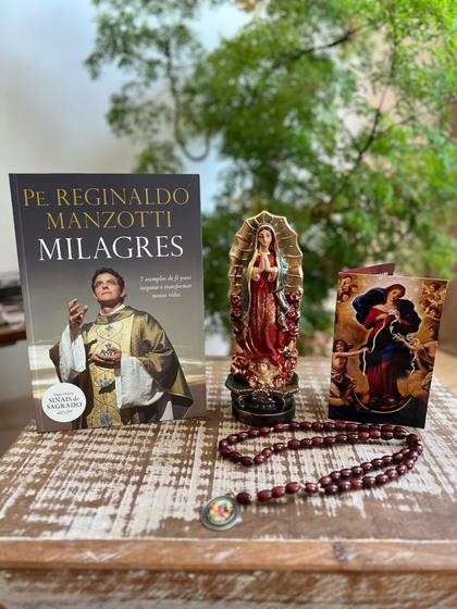 Imagem de Kit Livro Padre Reginaldo ,Terço em Madeira com Folheto + Imagem de Nossa Senhora de Guadalupe