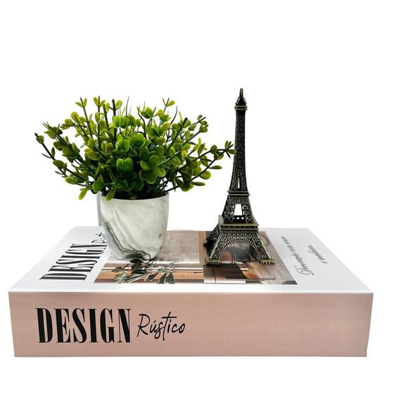 Imagem de Kit livro porta objetos + vaso marmorizado + torre Eiffel