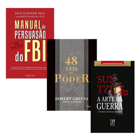 Imagem de Kit Livros As 48 leis do poder, Aprenda Manipular, Robert Greene + Manual de persuasão do FBI + A Arte da Guerra, Treze Capítulos Completos, Sun Tzu