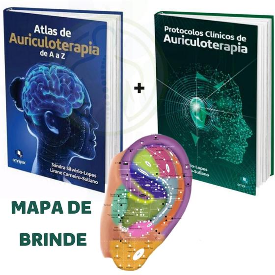 Imagem de Kit Livros Atlas E Protocolos Auriculoterapia + Mapa