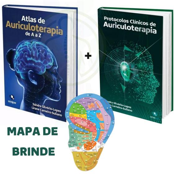 Imagem de Kit Livros Atlas E Protocolos Auriculoterapia + Mapa 