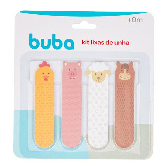 Imagem de Kit Lixas de Unha Buba Fazendinha +0 Meses Estampas Sortidas 4 Unidades