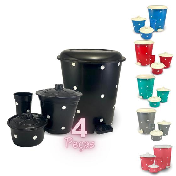 Imagem de Kit Lixeira Plástica Com Kit Pia Cesto de Lixo Porta Detergente e Suporte de Esponja