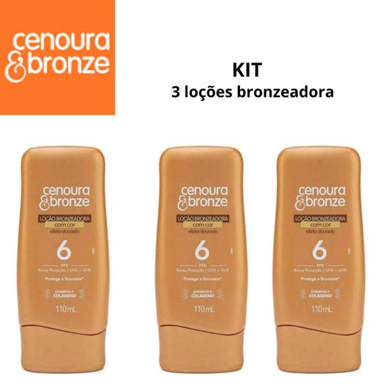 Imagem de Kit loção bronzeadora fps6 cenoura e bronze 110ml-3 unidades