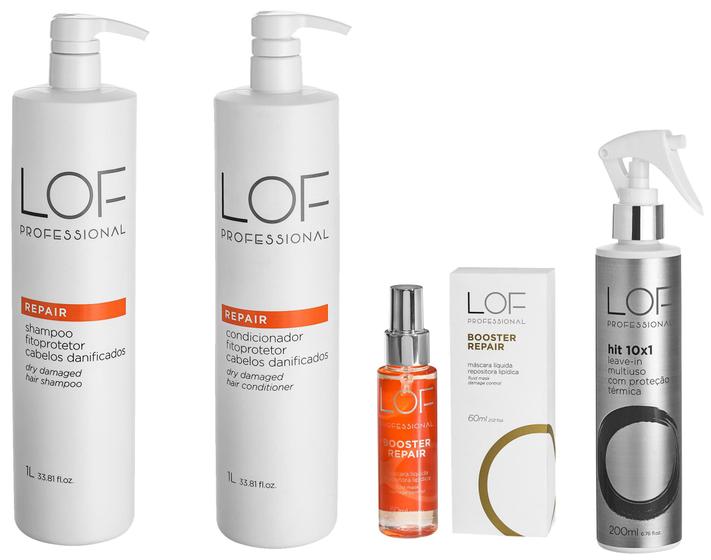 Imagem de Kit LOF Repair Shampoo + Cond. 1L + Booster Másc. + Hit 10x1