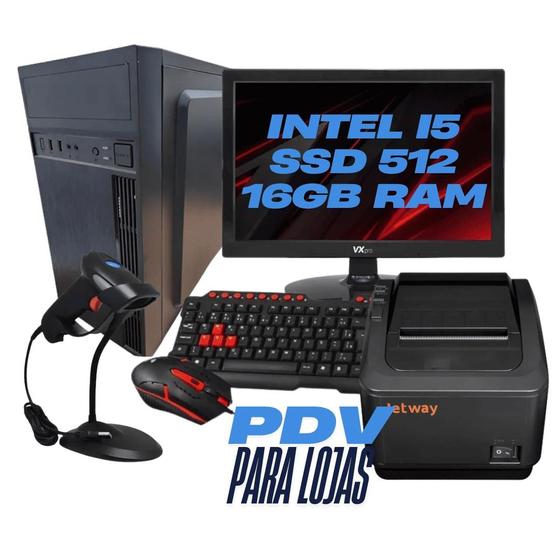 Imagem de Kit Loja Pdv I5 ssd480 16 RAM +Tela + Leitor + Impressora