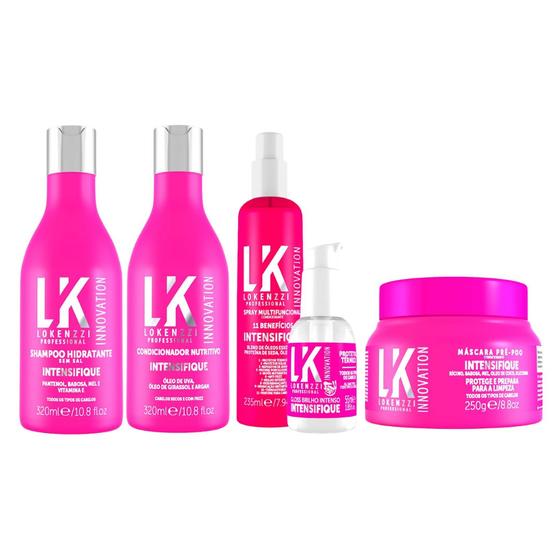 Imagem de Kit Lokenzzi Intensifique Sh Cond Spray Gloss Masc Pré Poo