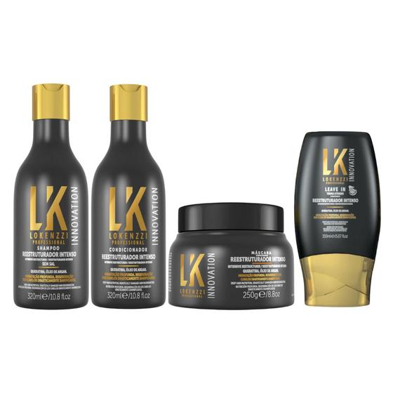 Imagem de Kit Lokenzzi Reestruturador Shampoo Cond Mascara Leave In