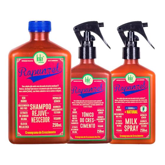 Kit Lola Cosmétics Crescimento Rapunzel - Shampoo eTônico Capilar De Crescimento e Leave-in Spray - LOLA COSMETICS Imagem de Kit Lola Cosmétics Crescimento Rapunzel - Shampoo eTônico Capilar De Crescimento e Leave-in Spray