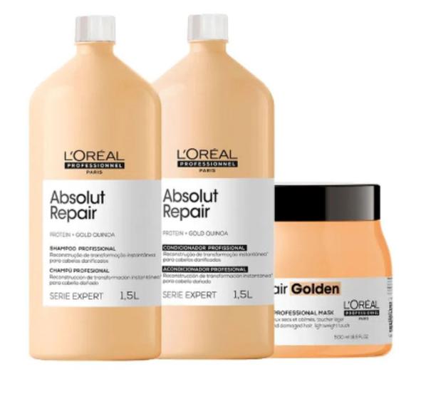 Imagem de Kit Loreal Absolut Repair Gold Quinoa Sh+cond+másc Light Gd